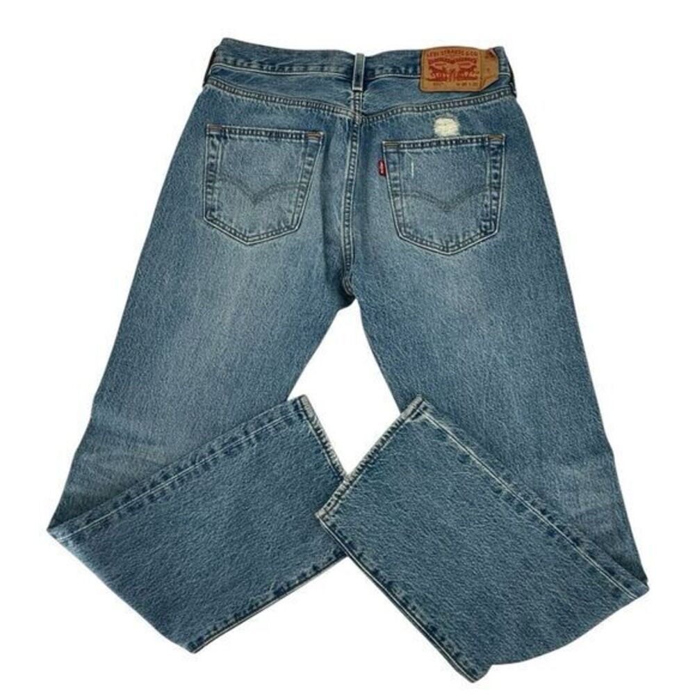 Levis 501 Original Fit Ripped Jeans‎ 005013032 Blue Medium Wash Men's Sz 30 X 30 - Picture 5 of 11